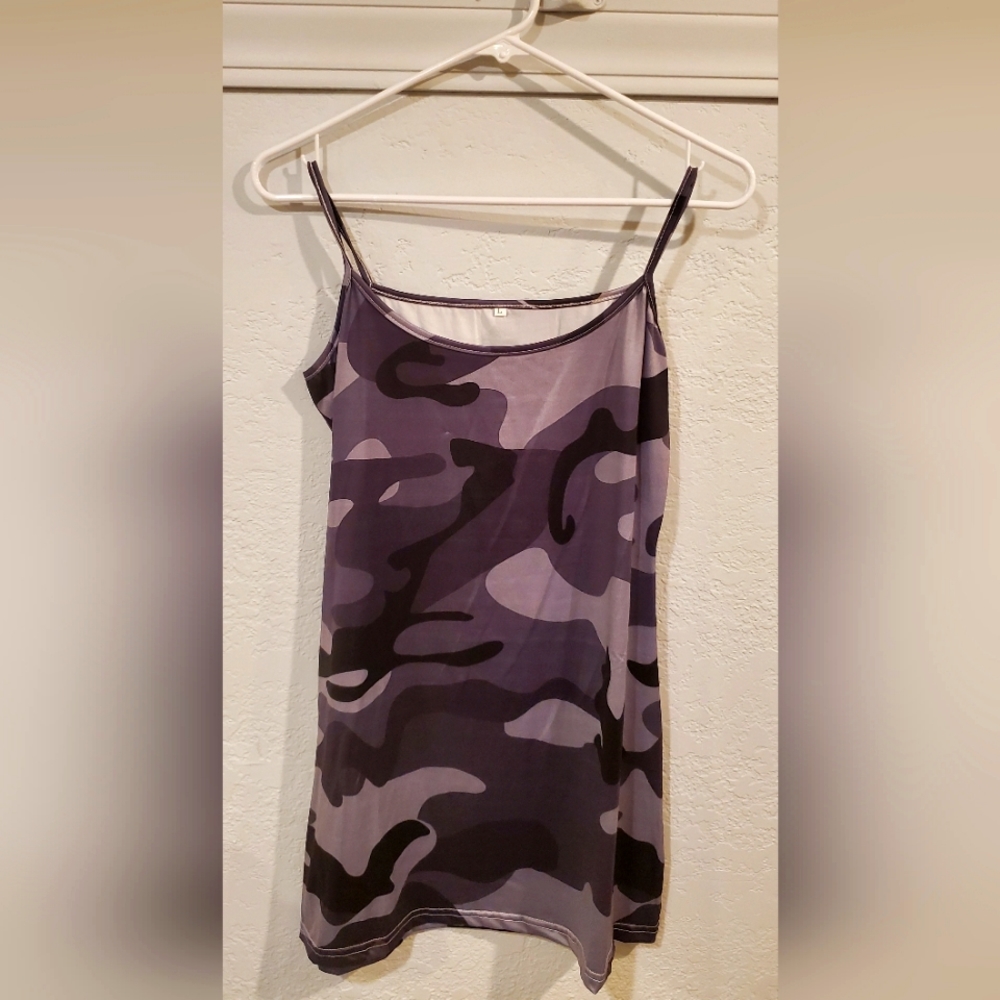 Camo spaghetti strap tank top or short dress